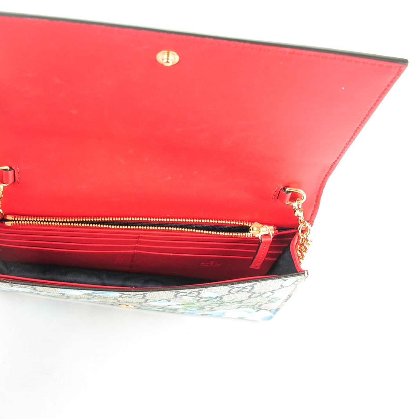GG Supreme Monogram Blooms Chain Wallet Blue
