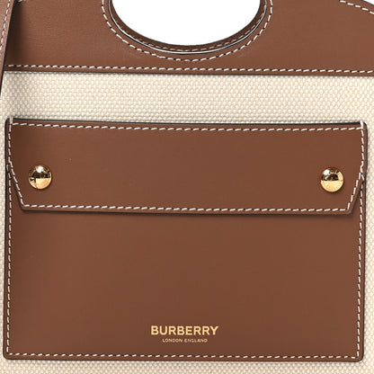 Burberry Smooth Calfskin Canvas Two Tone Micro Pocket Bag Malt Brown Tan 7 of 9