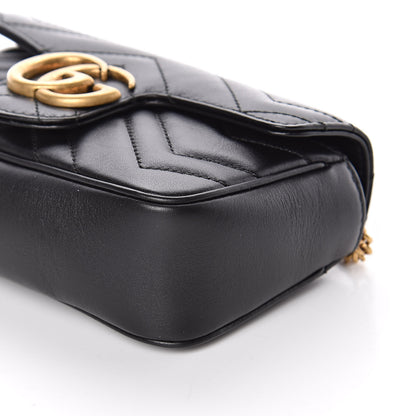 Gucci Calfskin Matelasse Super Mini GG Marmont Shoulder Bag Black 9 of 11