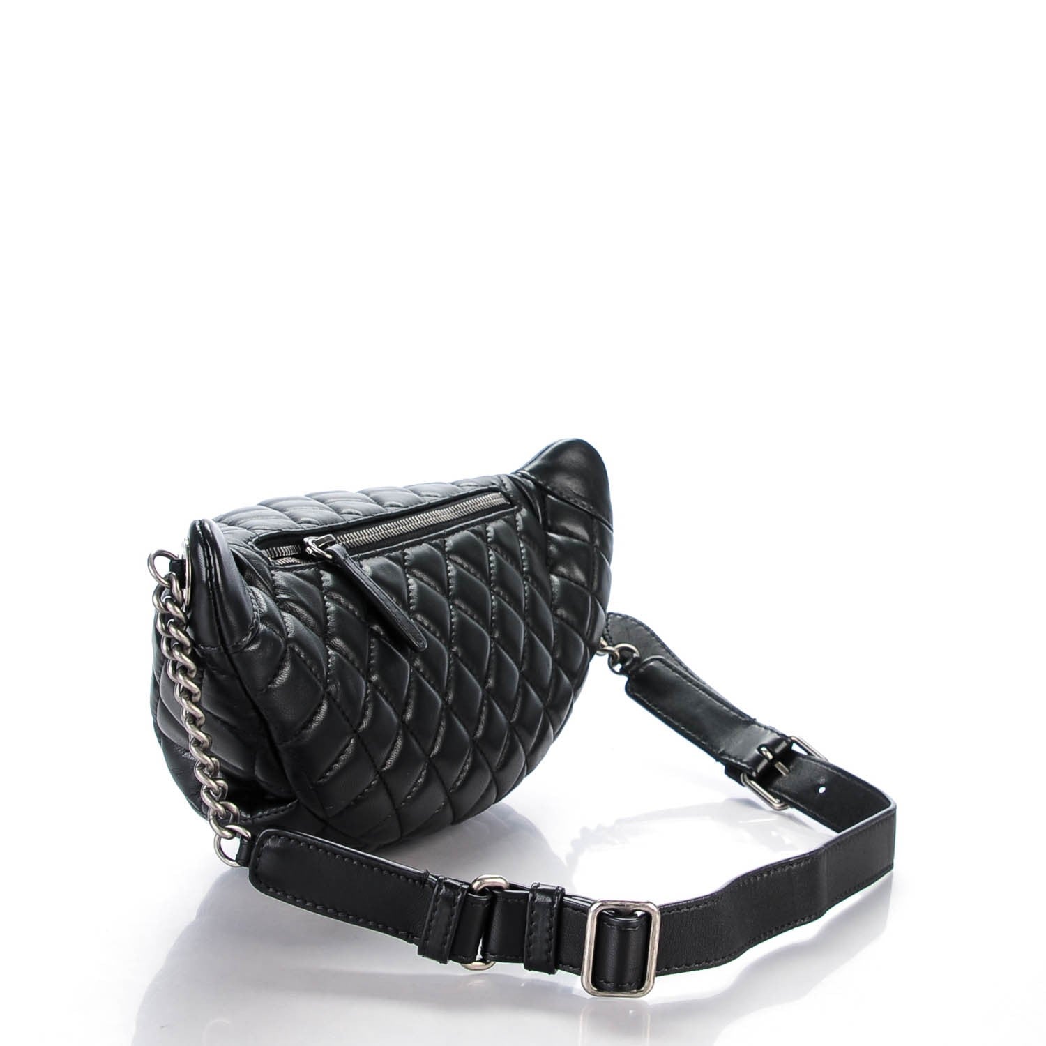 Chanel Lambskin Quilted Banane Waist Bag Fanny Pack Black 3 of 7