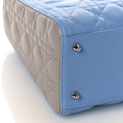 Christian Dior Lambskin Cannage Medium Bi-Color Lady Dior Blue Gray 7 of 8