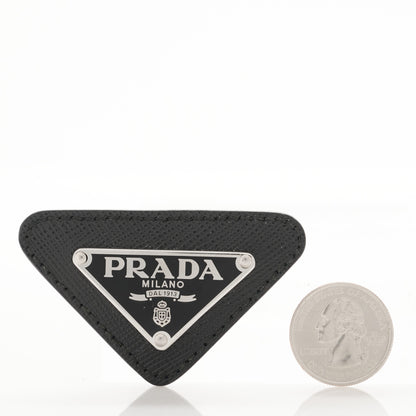 Prada Saffiano Enamel Logo Triangle Pin Black 2 of 5