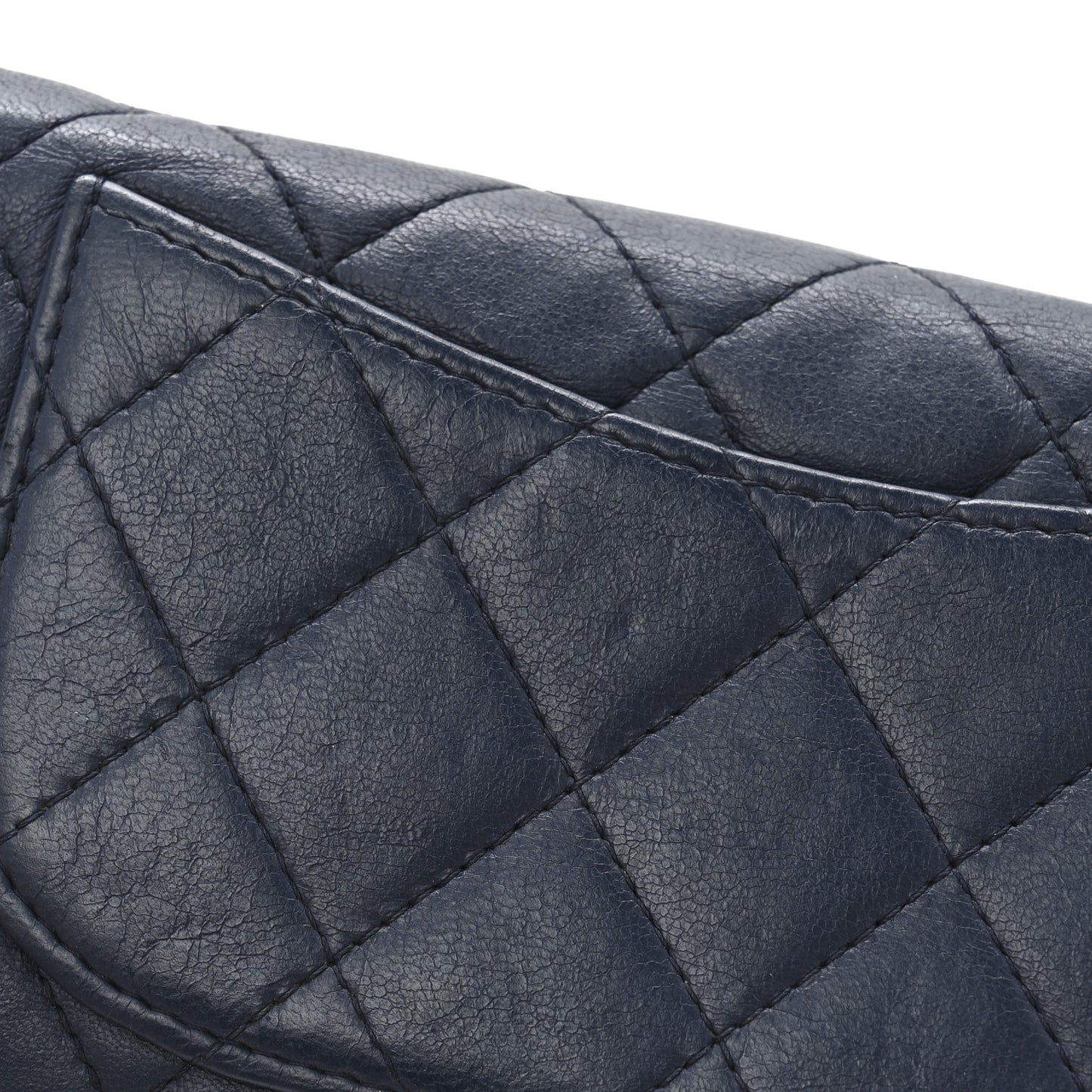Lambskin Quilted Yen Wallet Blue