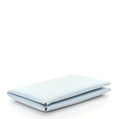 Hermes Chevre Mysore Verso Calvi Card Case Bleu Brume Brique 4 of 9