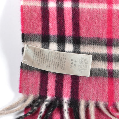 Burberry Cashmere Wool Giant Check Fringe Scarf Pink 4 of 5