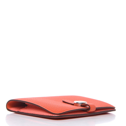 Hermes Togo Verso Dogon Compact Wallet Orange Poppy Rose Candy 4 of 7