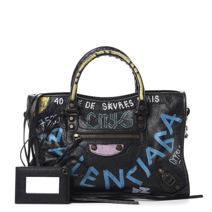 Balenciaga Agneau Graffiti All Over Classic Hardware S City Black Multicolor 1 of 8