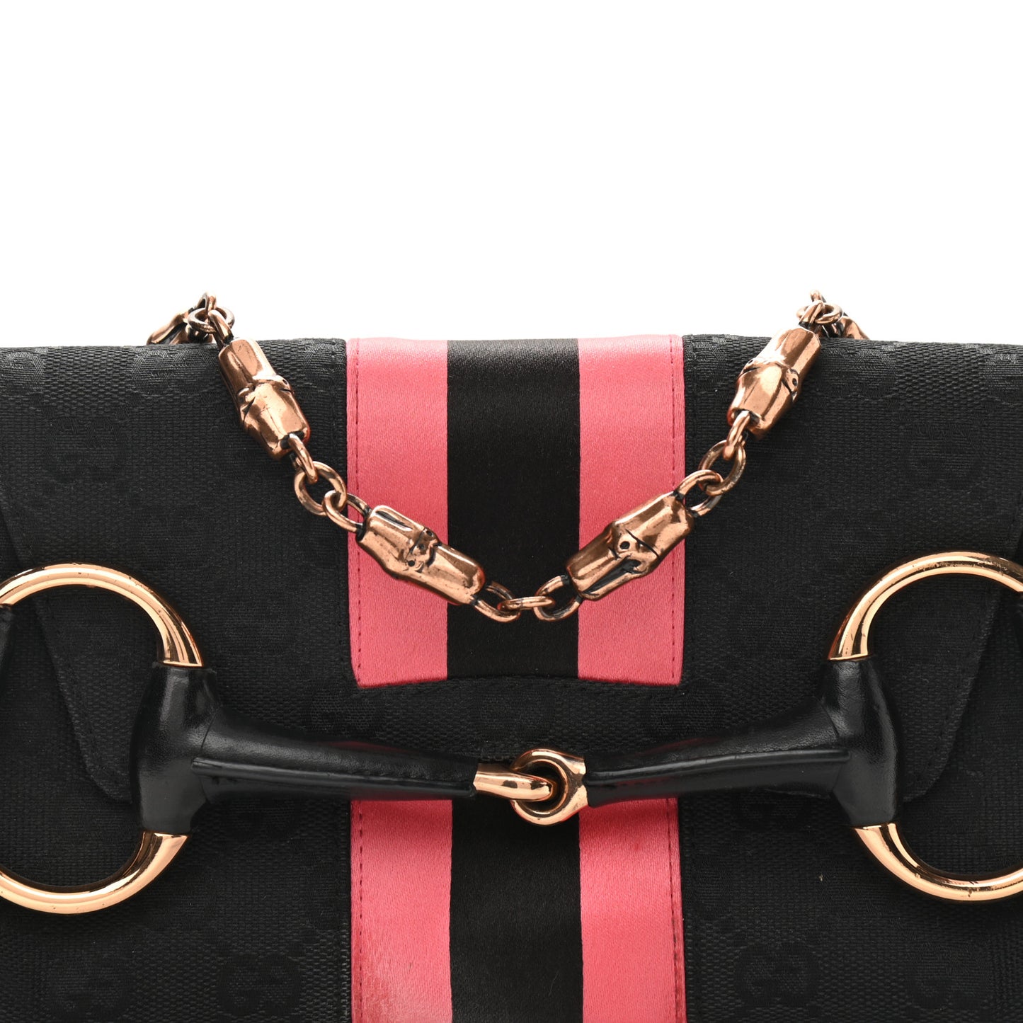 Monogram Horsebit Web Clutch Black