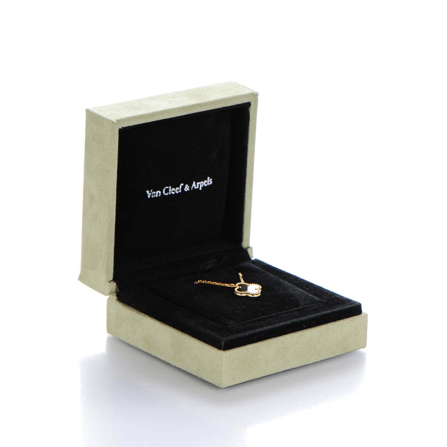 Van Cleef & Arpels 18K Yellow Gold Black Onyx Vintage Alhambra Pendant Necklace 6 of 6