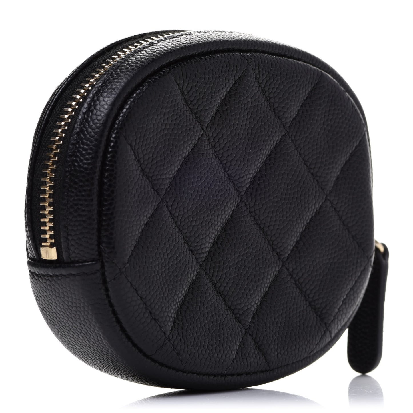 Caviar Quilted Zip Around Classic Coin Purse Black