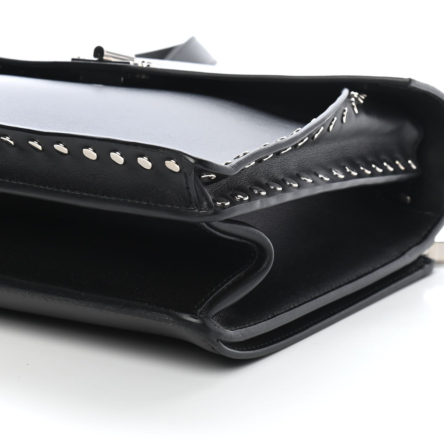 Calfskin Medium Studded Hava Top Handle Bag Black
