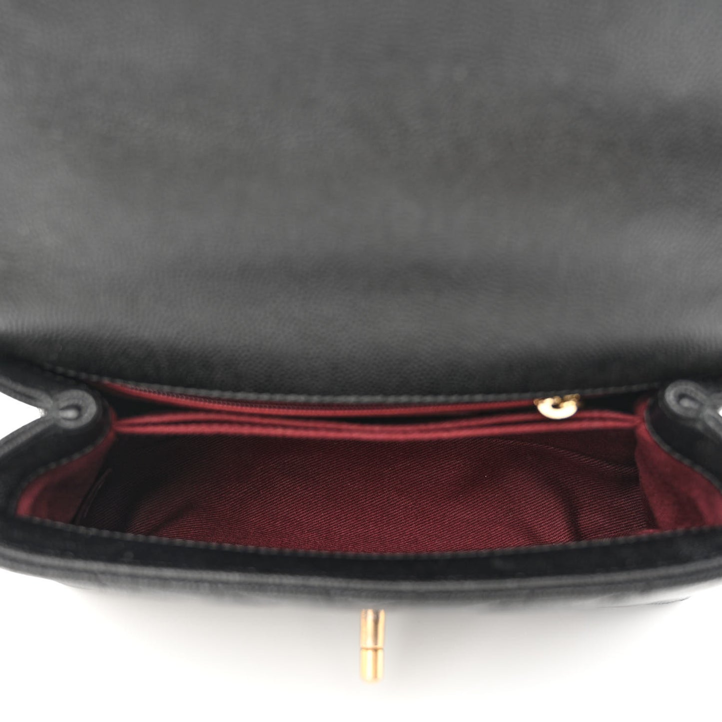 Caviar Chevron Quilted Mini Coco Handle Flap Black