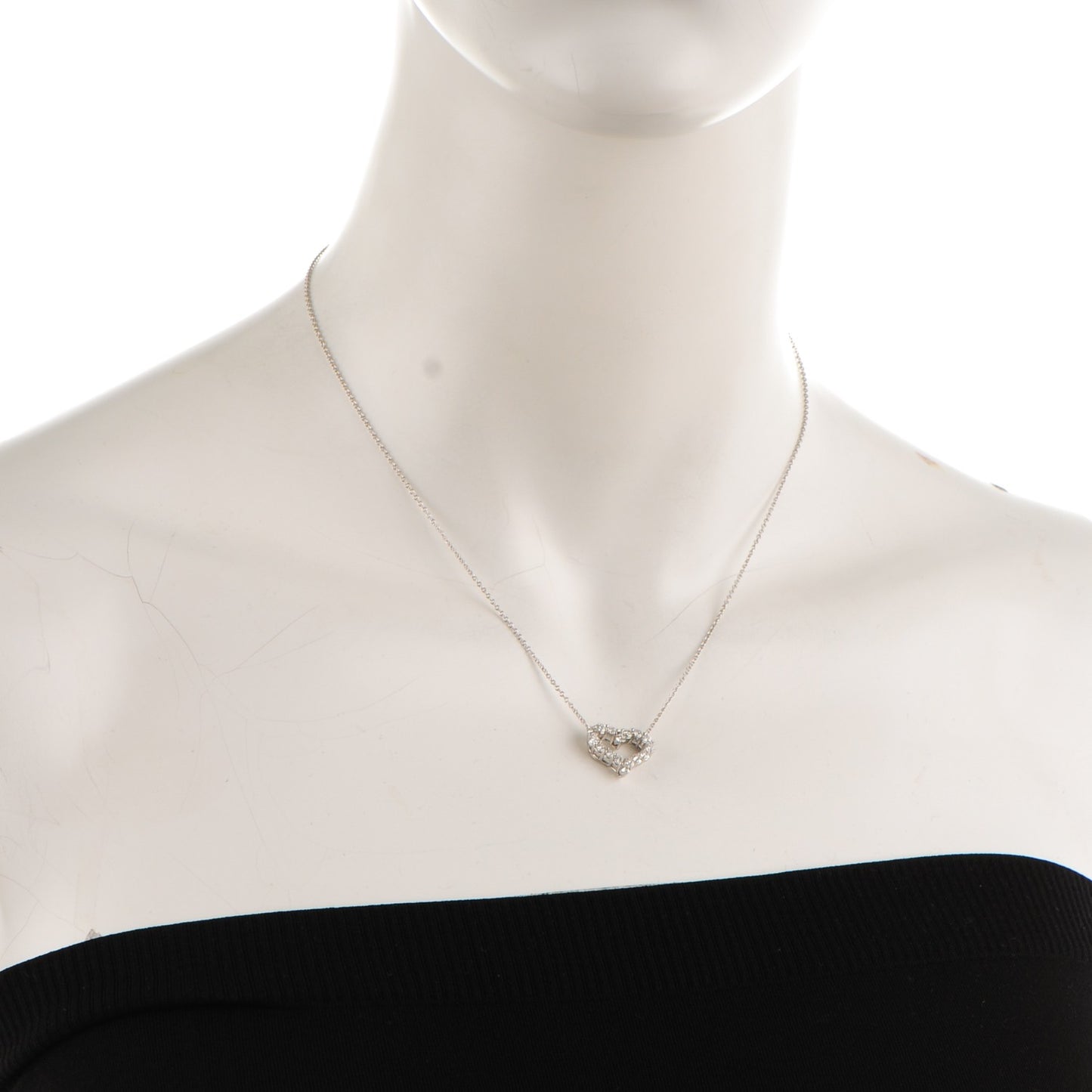 Platinum Diamond Small Heart Pendant Necklace