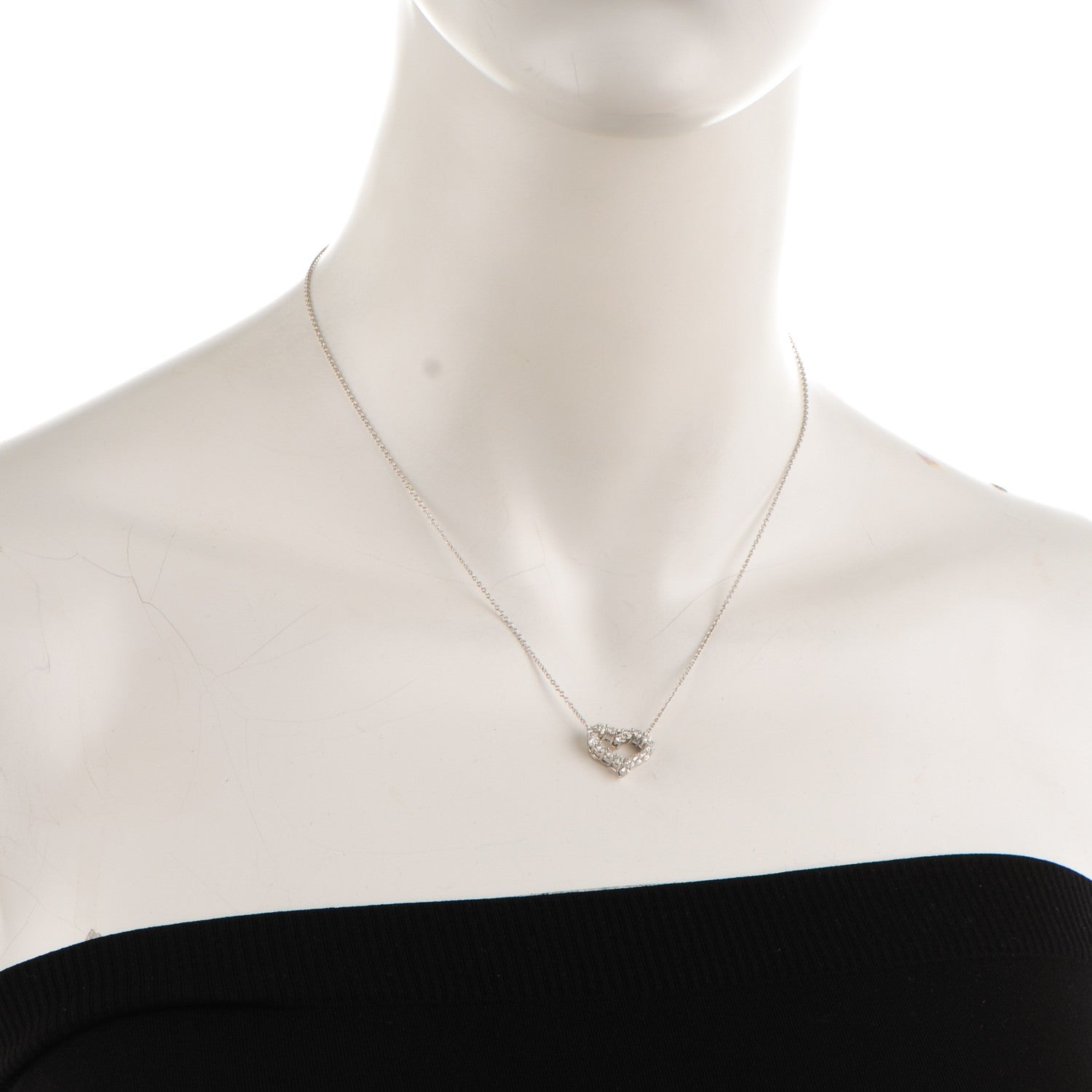 Tiffany Platinum Diamond Small Heart Pendant Necklace 2 of 6