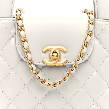 Chanel Shiny Aged Calfskin Quilted Nano Kelly Shopper Light Grey 8 of 11