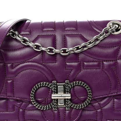 Salvatore Ferragamo Calfskin Quilted Gancini Small Flap Bag Purple 7 of 10