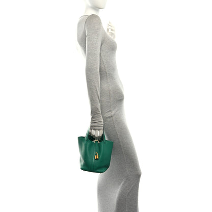 Hermes Taurillon Clemence Picotin Lock 18 PM Vert Vertigo 2 of 10