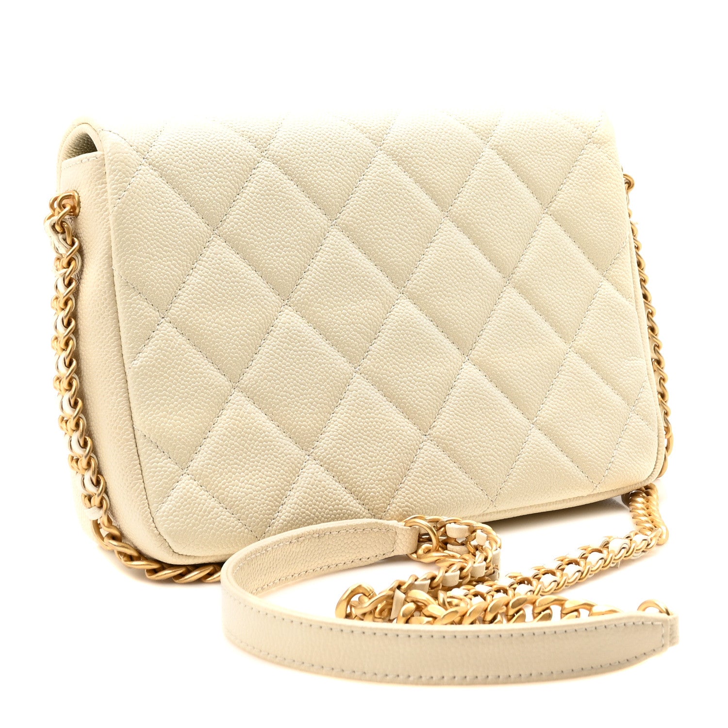 Chanel Shiny Caviar Quilted Small Chain Melody Flap White 3 of 10