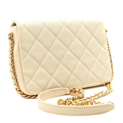 Chanel Shiny Caviar Quilted Small Chain Melody Flap White 3 of 10