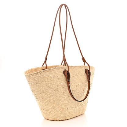 Loewe Calfskin Raffia Small Anagram Basket Tote Bag Natural Tan 3 of 10