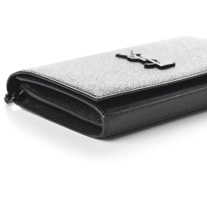 Saint Laurent Grained Metallic Calfskin Monogram Chain Wallet Black 6 of 9