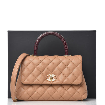 Chanel Caviar Lizard Quilted Mini Coco Handle Flap Beige 9 of 9