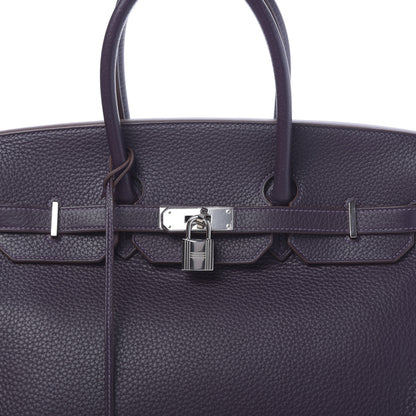 Hermes Taurillon Clemence Birkin 35 Raisin 9 of 11