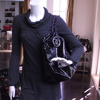 Chanel Vinyl XL Coco Cabas Black 2 of 10
