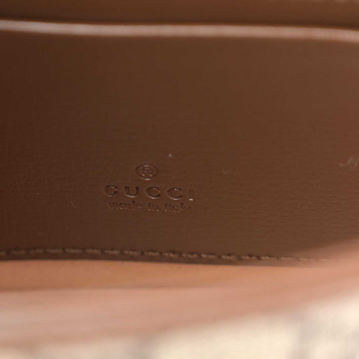 GG Supreme Monogram Azalea Calfskin Web Horsebit 1955 Wallet On Strap Beige Ebony Brown Sugar