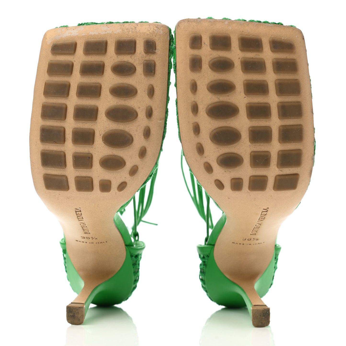 Mesh Nappa Stretch Ankle Tie 90mm Sandals 38.5 Grass