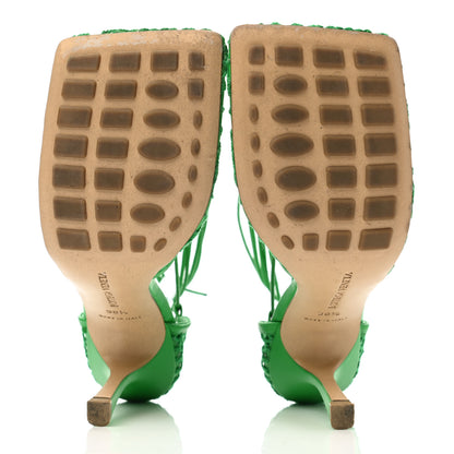 Bottega Veneta Mesh Nappa Stretch Ankle Tie 90mm Sandals 38.5 Grass 5 of 9