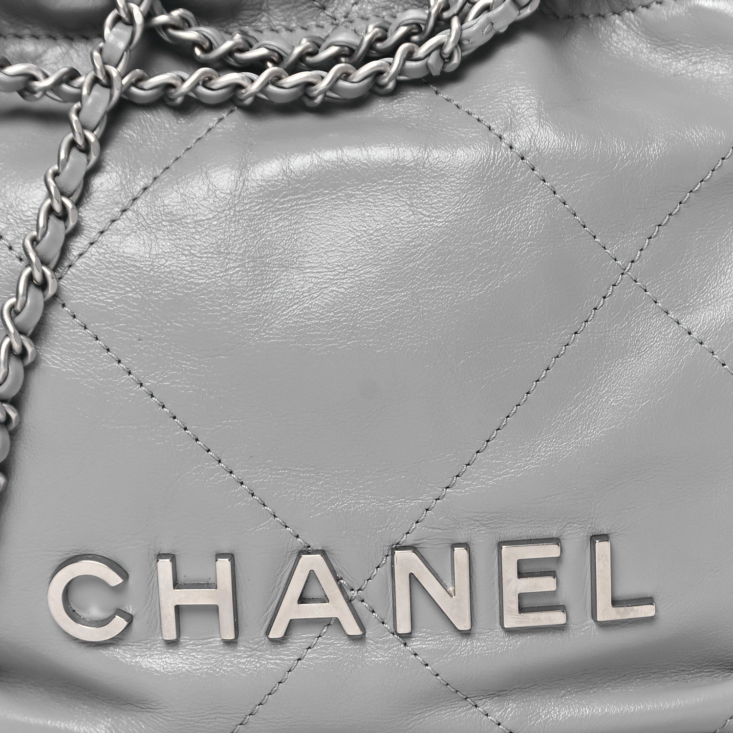 Chanel Shiny Calfskin Quilted Mini Chanel 22 Grey 8 of 13