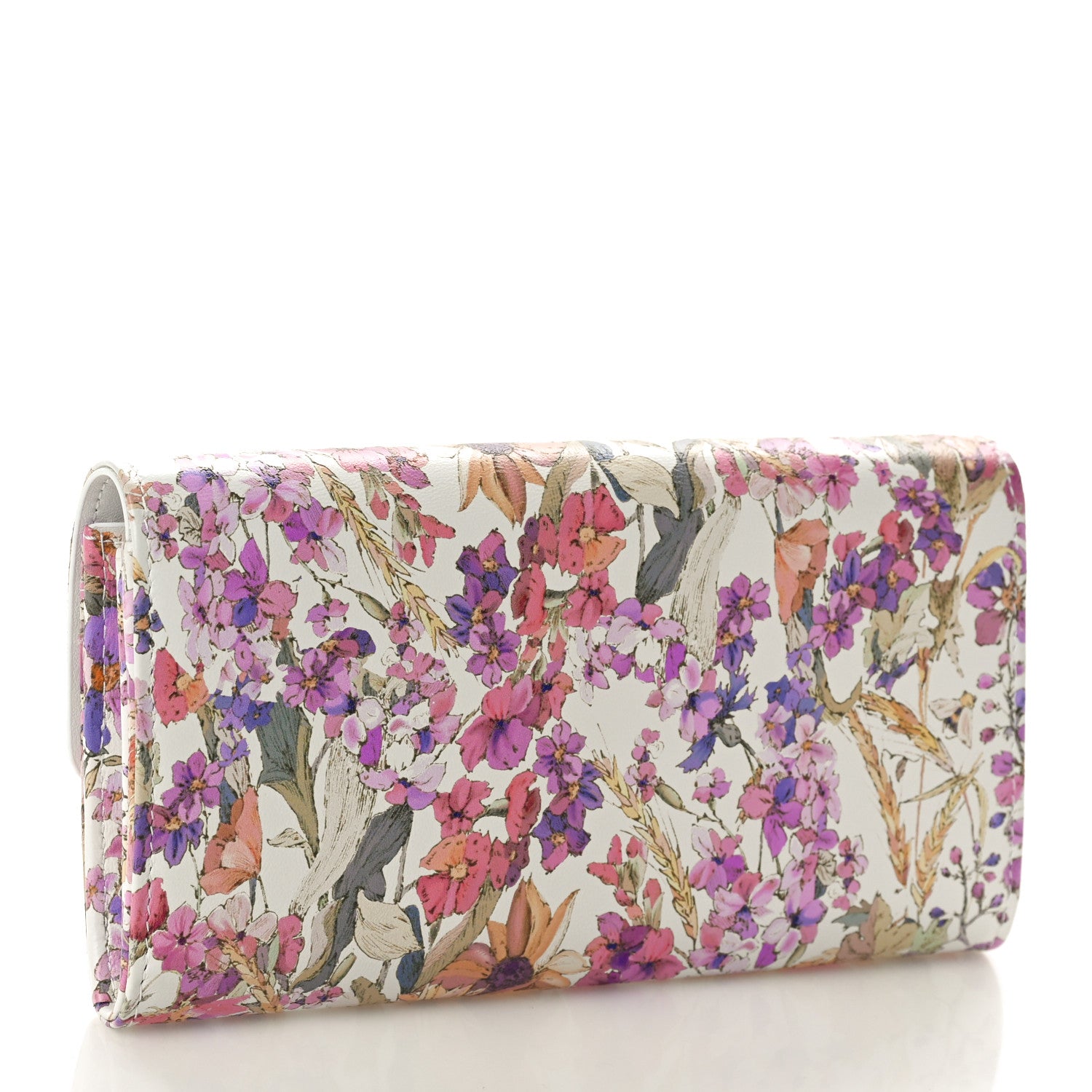 Christian Dior Calfskin Caro Freesia Long Wallet White Multicolor 3 of 9