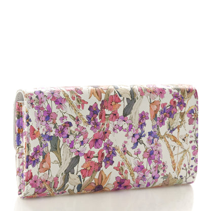 Christian Dior Calfskin Caro Freesia Long Wallet White Multicolor 3 of 9