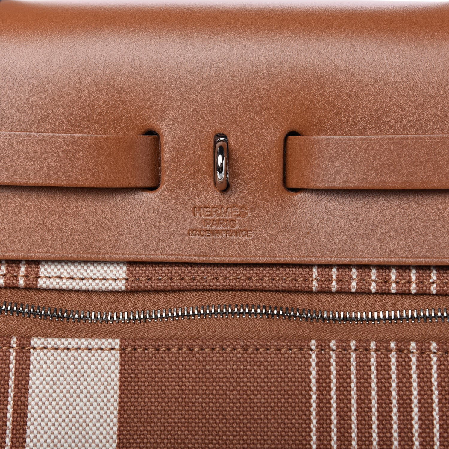 Hermes Vache Hunter Toile H Vibration Herbag Zip Retourne 31 PM Fauve Ecru Beige 8 of 10