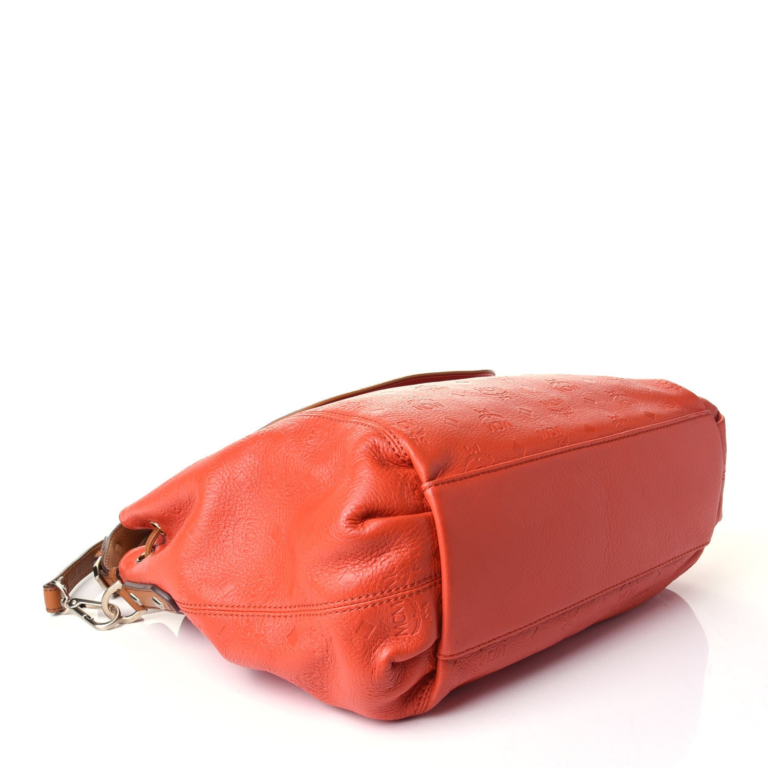 MCM Calfskin Ottomar Monogram Shoulder Bag Hot Coral 3 of 9