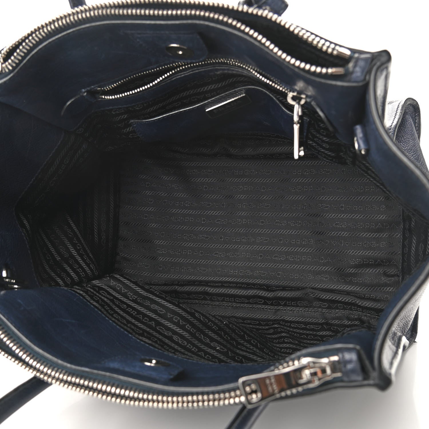 Prada Glace Calf Twin Pocket Tote Baltico 5 of 12