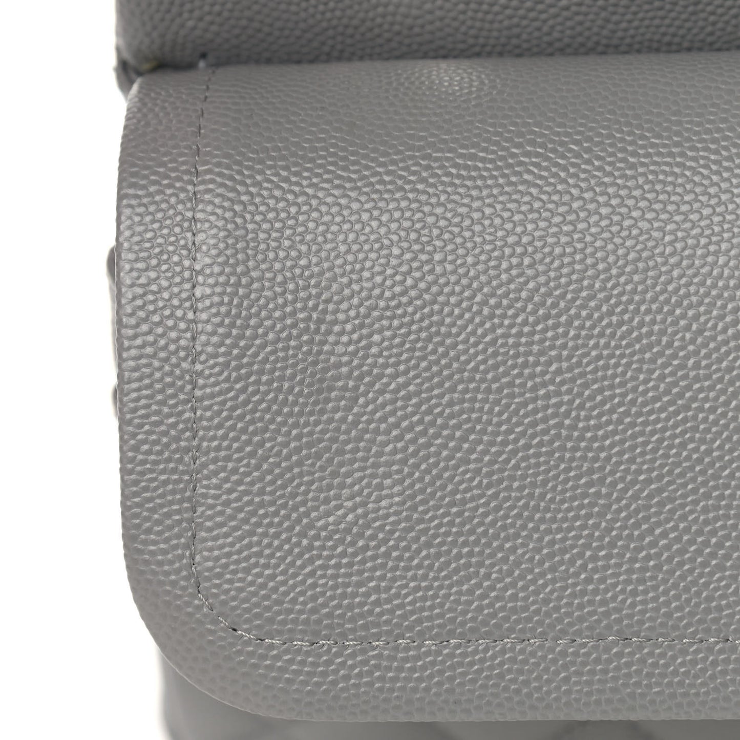 Caviar Quilted Medium Double Flap Grey