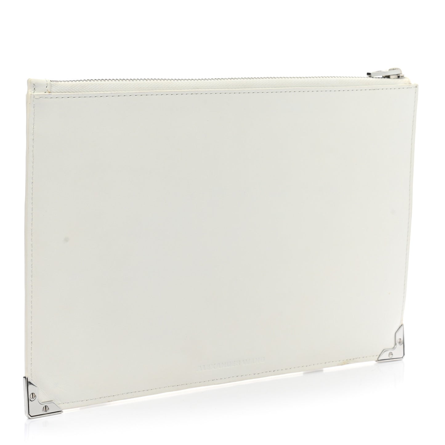 Calfskin Snakeskin Embossed Prisma Flat Pouch White Silver Hardware