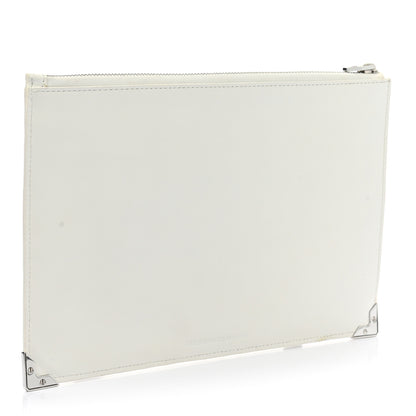 Alexander Wang Calfskin Snakeskin Embossed Prisma Flat Pouch White Silver Hardware 2 of 14