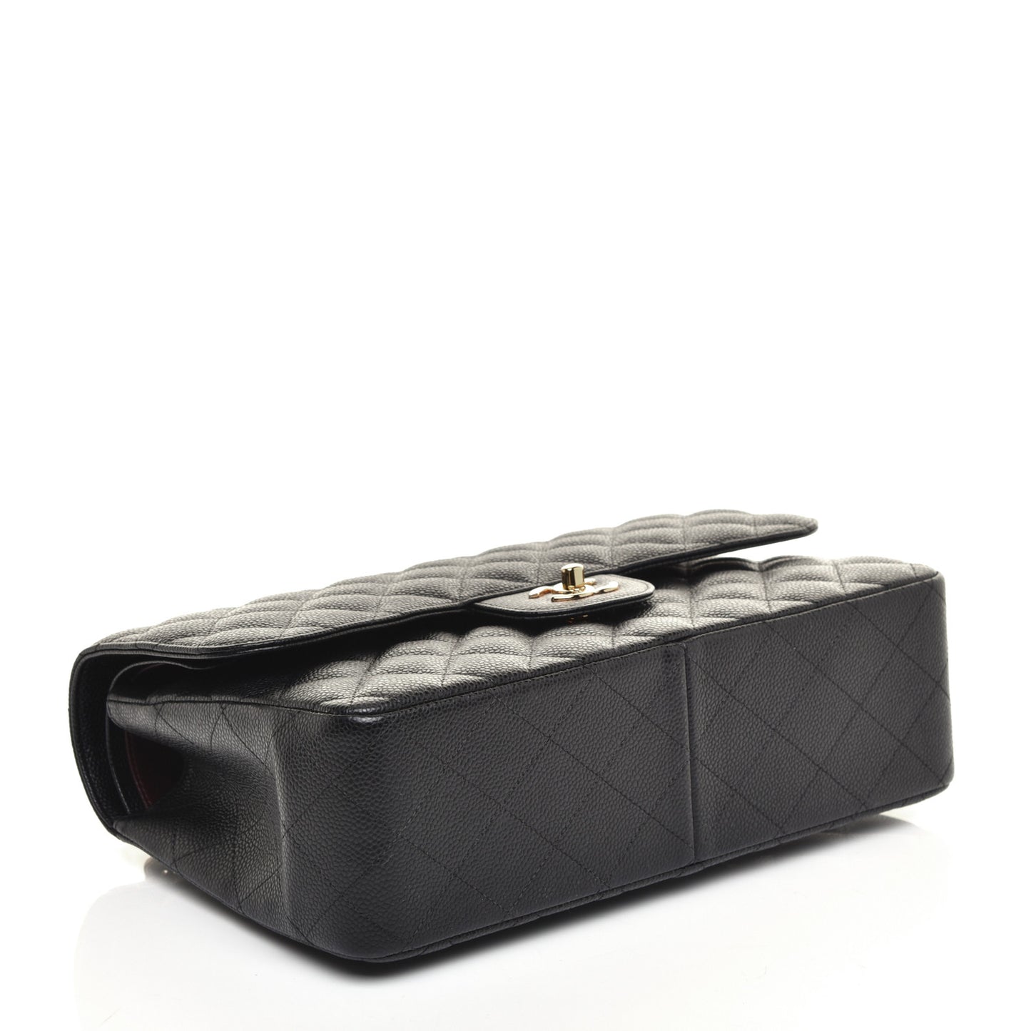 Caviar Quilted Jumbo Double Flap Black