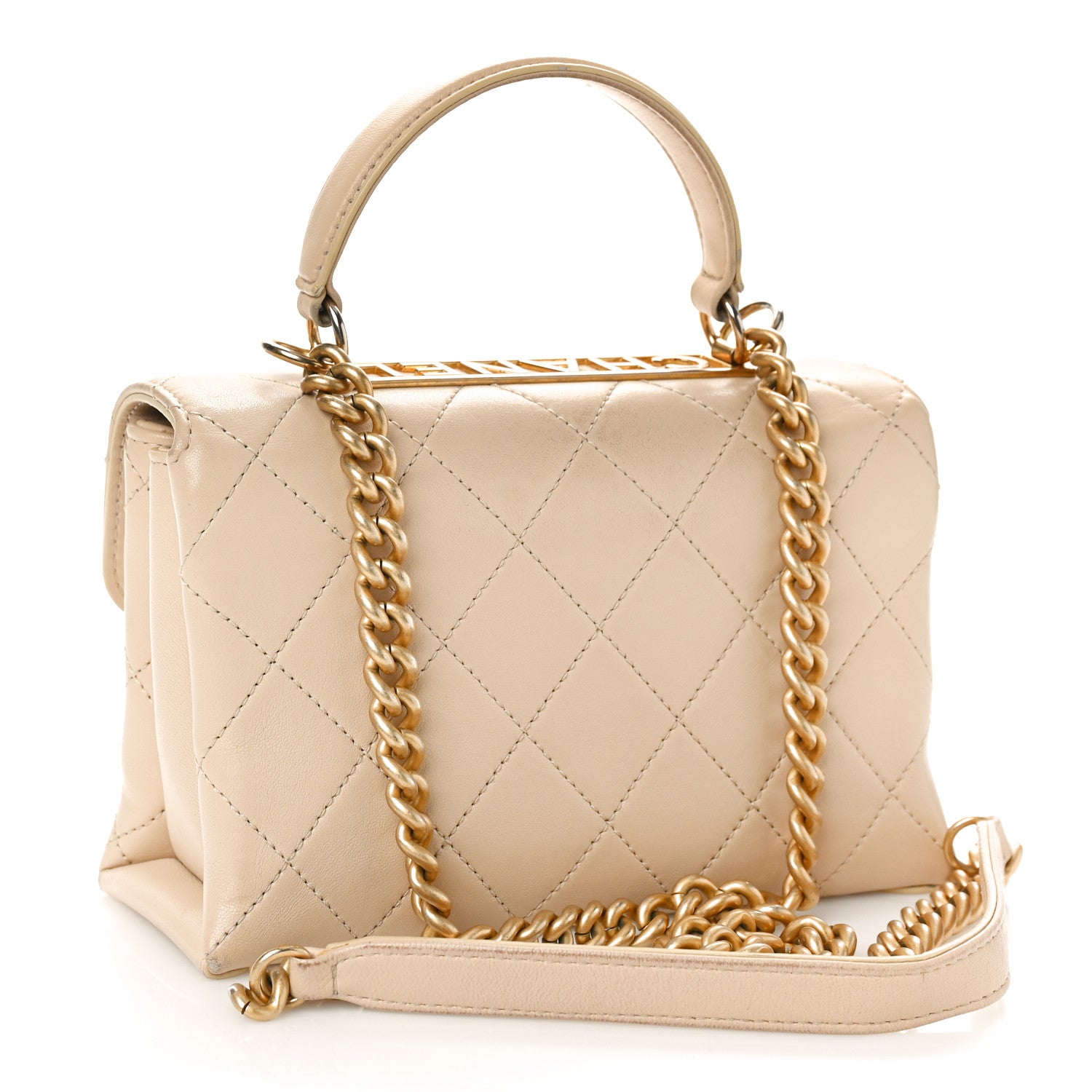 Chanel Lambskin Quilted Small Trendy Spirit Top Handle Bag Beige Beige 3 of 16