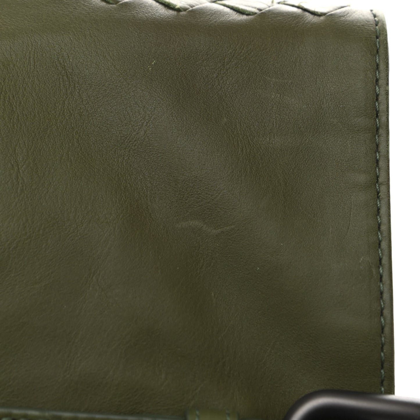 Light Calfskin Intrecciato Side Zip Medium Tote Green