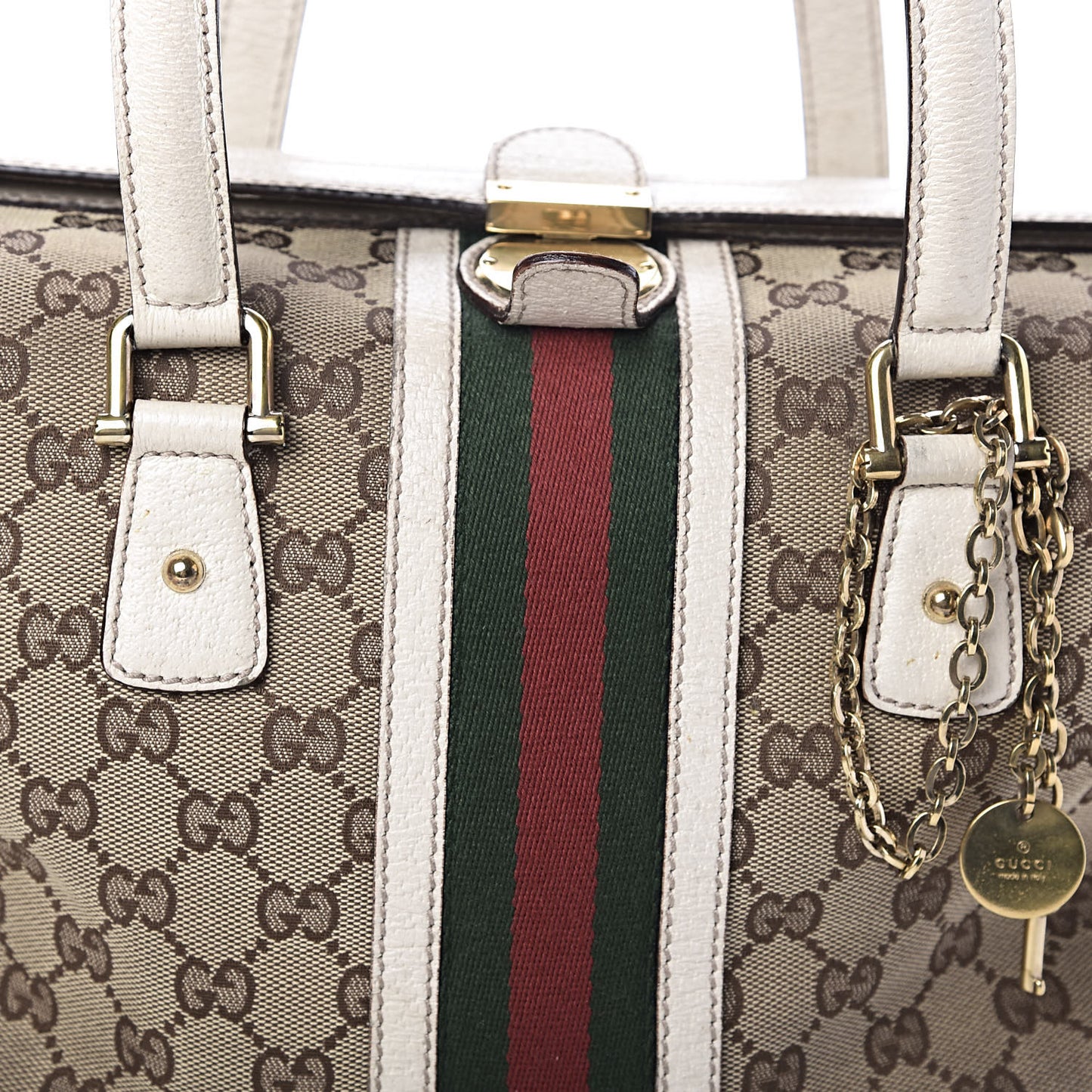 Monogram Web Large Treasure Boston Tote Beige