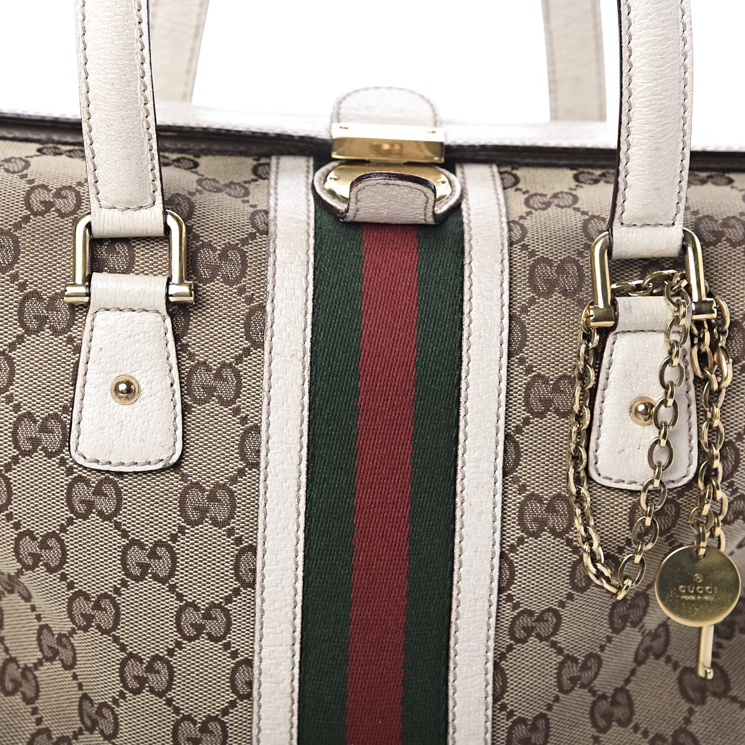Gucci Monogram Web Large Treasure Boston Tote Beige 13 of 16