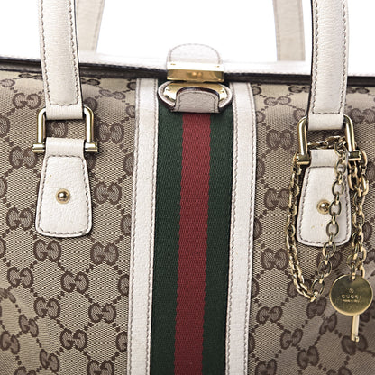 Gucci Monogram Web Large Treasure Boston Tote Beige 13 of 16