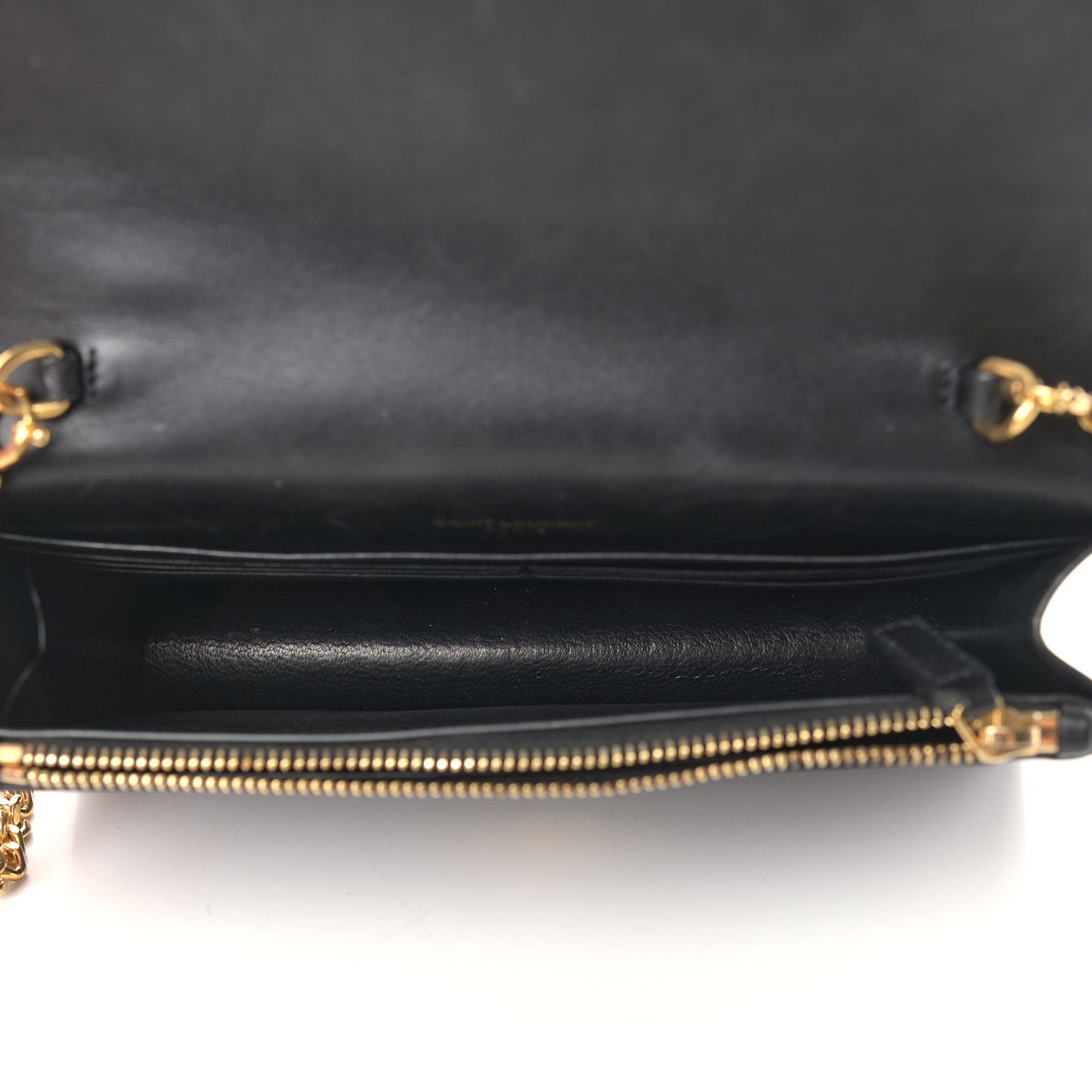 Smooth Calfskin Classic Monogram Kate Tassel Chain Wallet Black