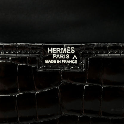 Hermes Shiny Porosus Crocodile Jige Elan 29 Clutch Black 6 of 7