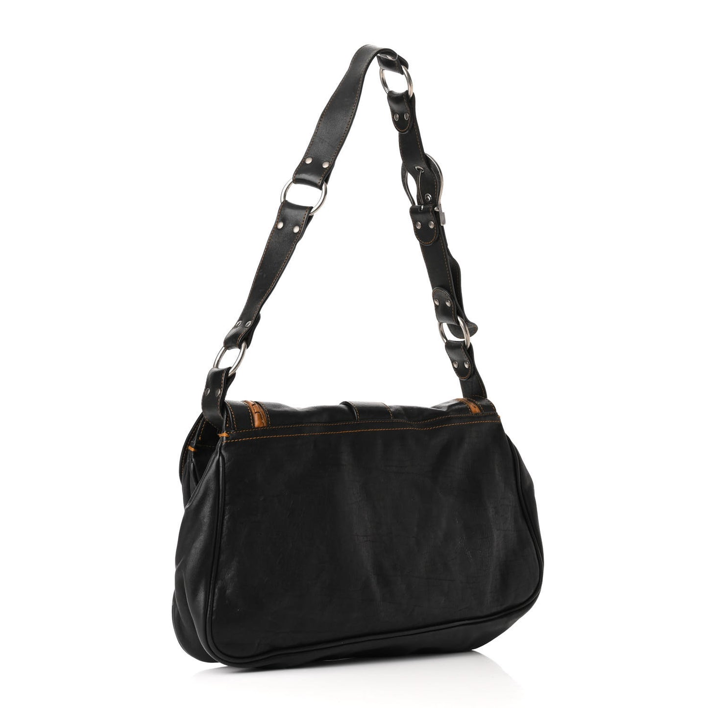 Calfskin Medium Gaucho Double Saddle Bag Black