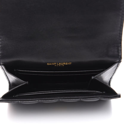 Saint Laurent Lambskin Matelasse Monogram Vicky Tri-Fold Wallet Black 5 of 7